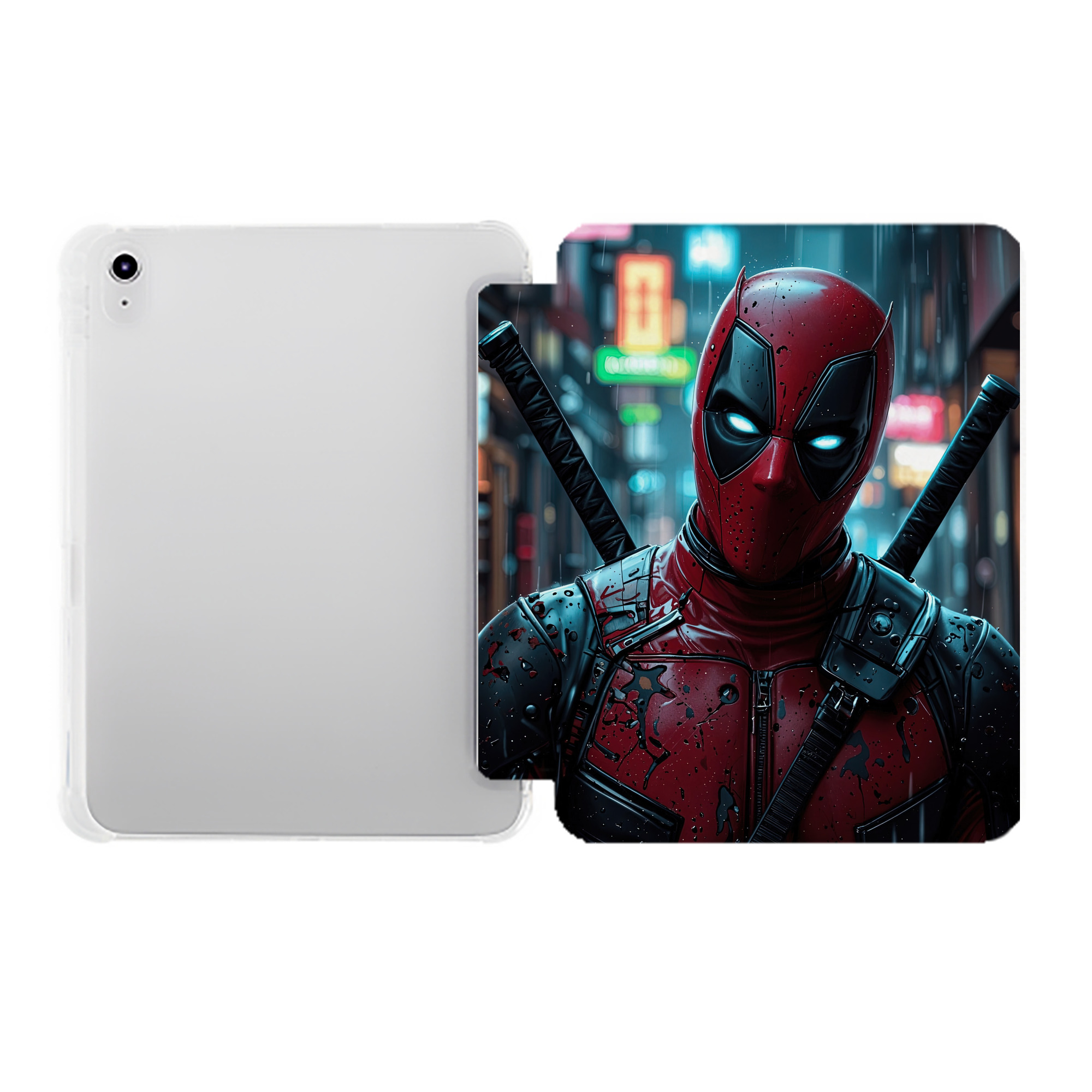 （画像用） Deadpool デッドプール IPad ケース ペン収納付き 三つ折りスタンド PUレザー×シリコン 対応機種9.5/10.5/10.9インチ